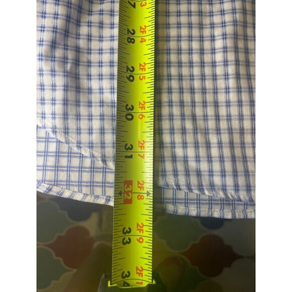 Jos A Bank Reserve Blue White Checked Plaid Button Down Wrinkle Free Shirt - Picture 9 of 10